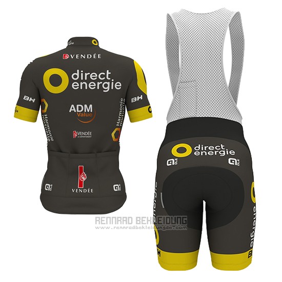 2017 Fahrradbekleidung Direct Energie Braun Trikot Kurzarm und Tragerhose